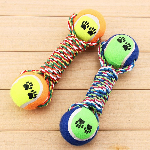 Dumbbell Rope Tennis Balls - DogCore.com